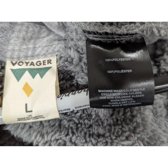 Voyager Gray Stripe Fleece Shacket Shirt Jacket Men's Snap Front Pockets Large - Picture 3 of 10